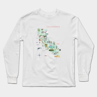 Illustrated Map of California Long Sleeve T-Shirt